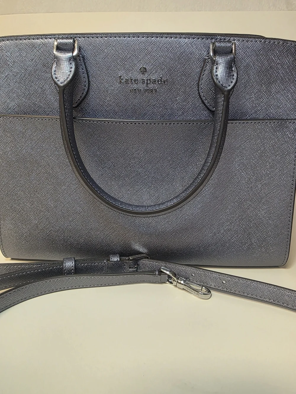 NWOT Kate Spade Madison Medium Satchel Shoulder Bag Candied Flower Lilac Silver
